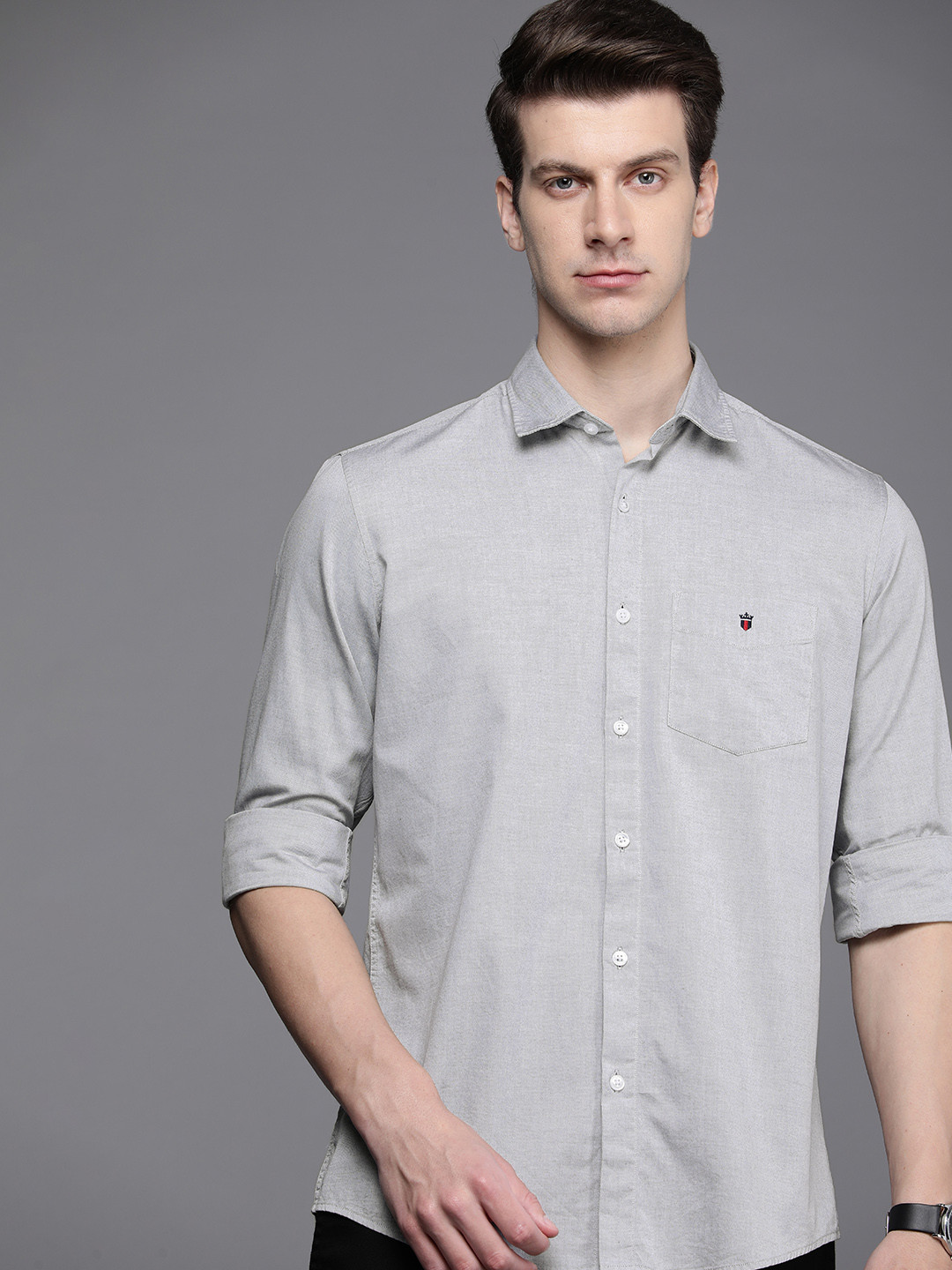 

Louis Philippe Sport Solid Slim Fit Pure Cotton Casual Shirt, Grey
