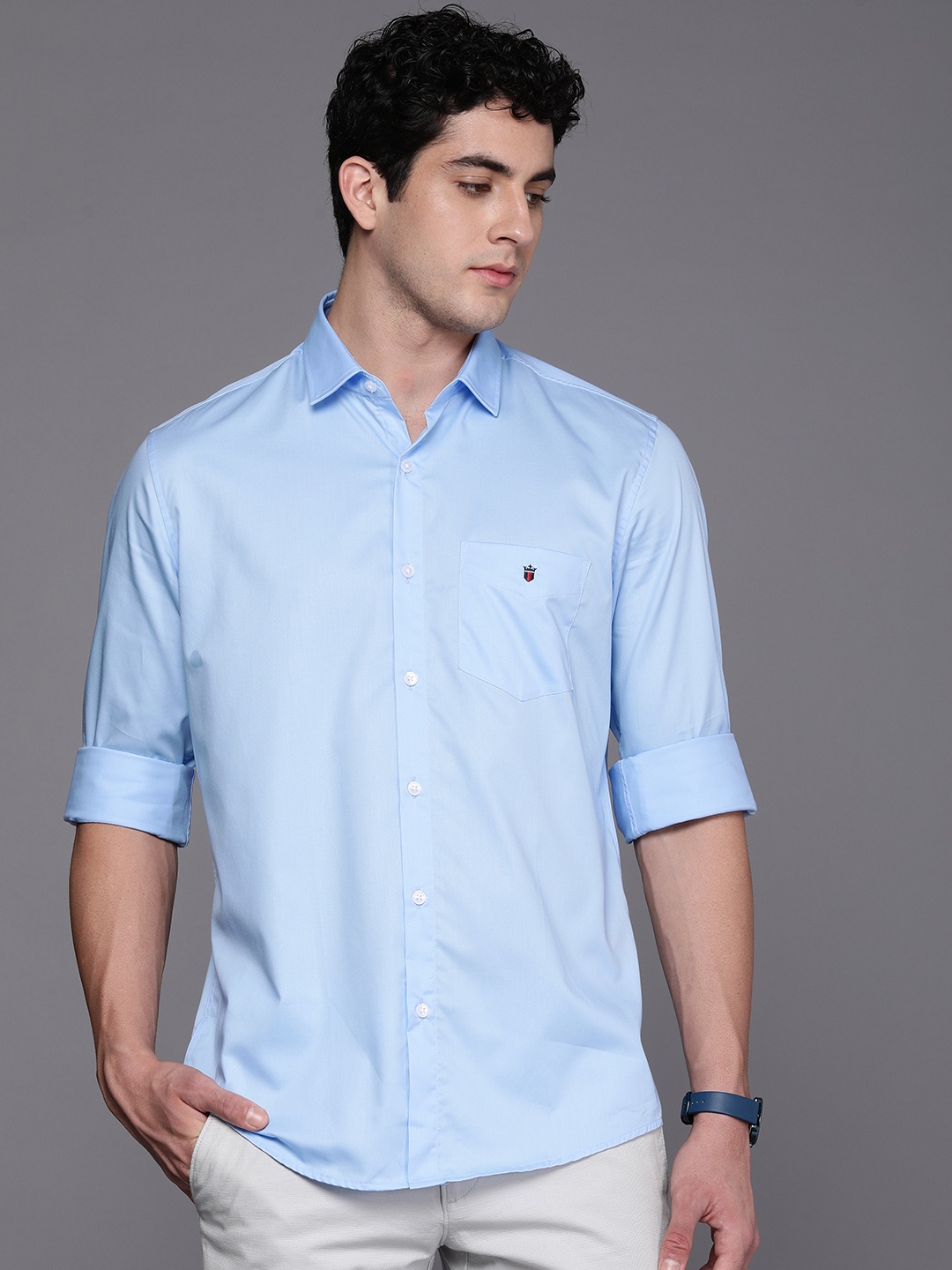 

Louis Philippe Sport Pure Cotton Slim Fit Casual Shirt, Blue