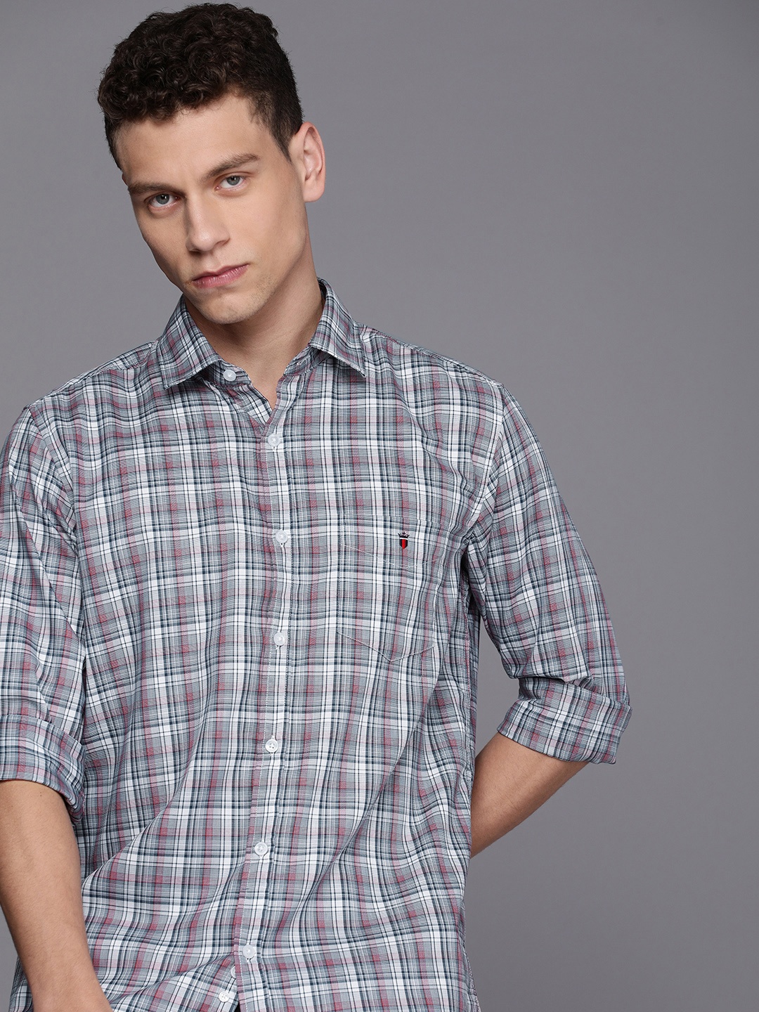 

Louis Philippe Sport Pure Cotton Slim Fit Opaque Checked Casual Shirt, Multi