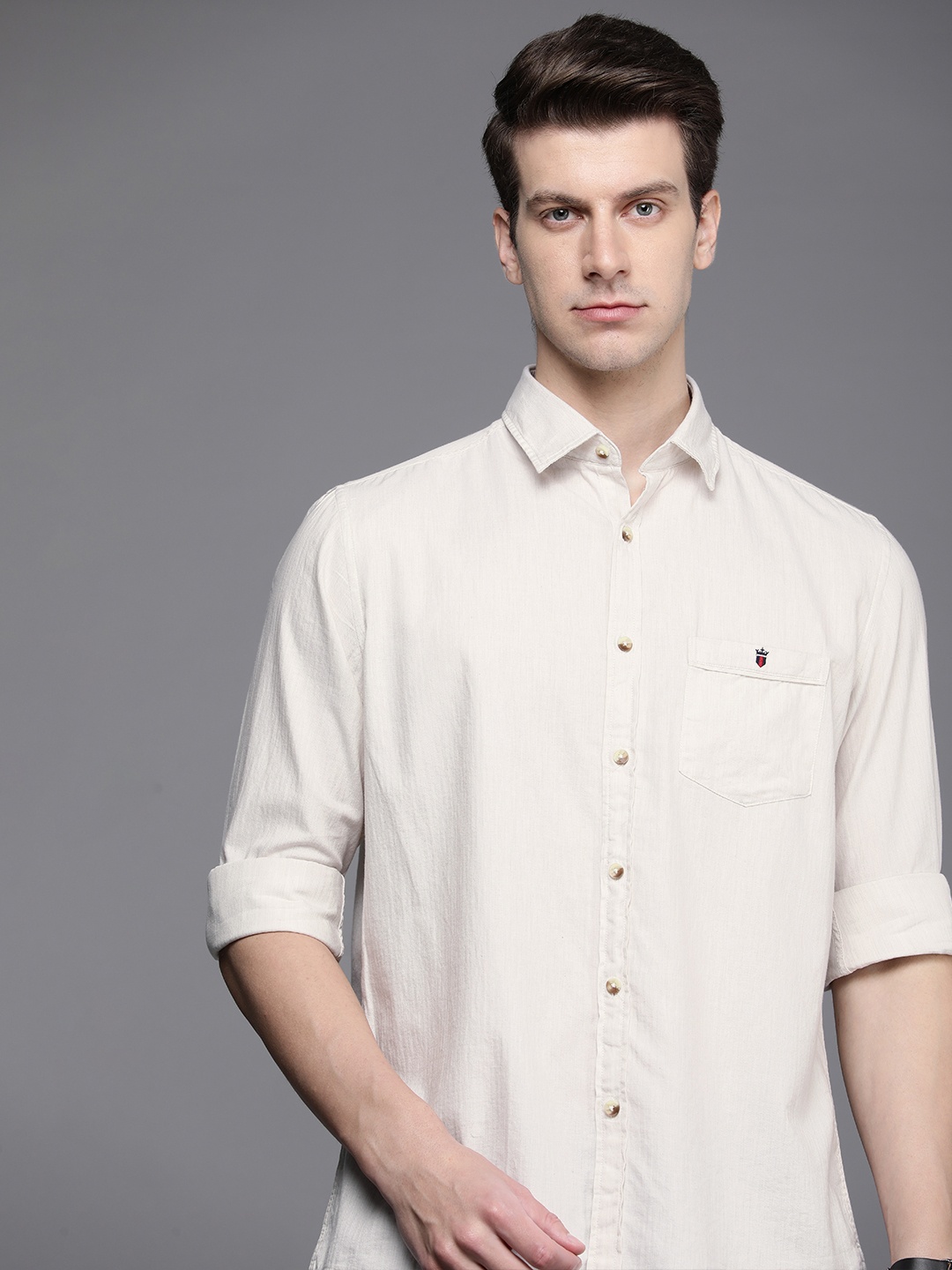 

Louis Philippe Sport Solid Slim Fit Pure Cotton Casual Shirt, Off white