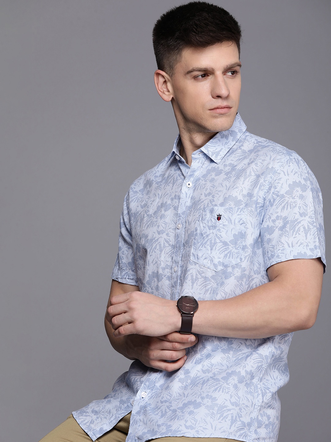 

Louis Philippe Sport Slim Fit Floral Printed Casual Shirt, Blue