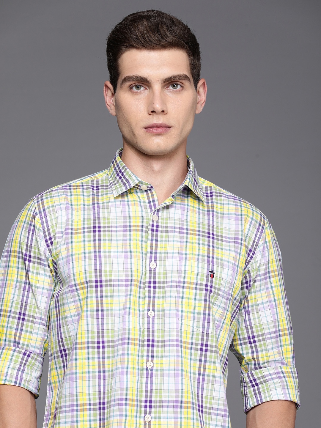 

Louis Philippe Sport Pure Cotton Slim Fit Opaque Checked Casual Shirt, Multi