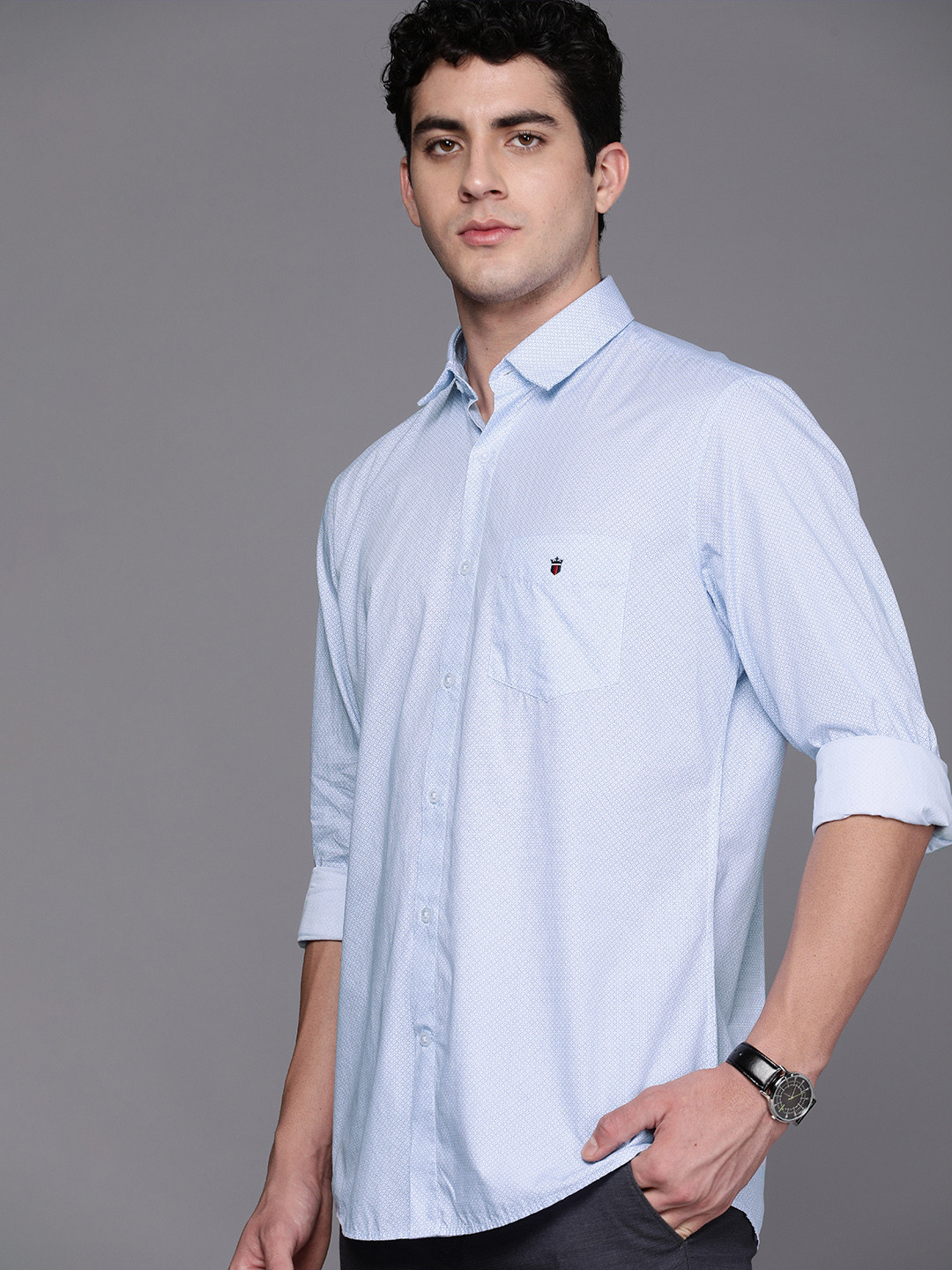 

Louis Philippe Sport Men Pure Cotton Slim Fit Printed Casual Shirt, Blue