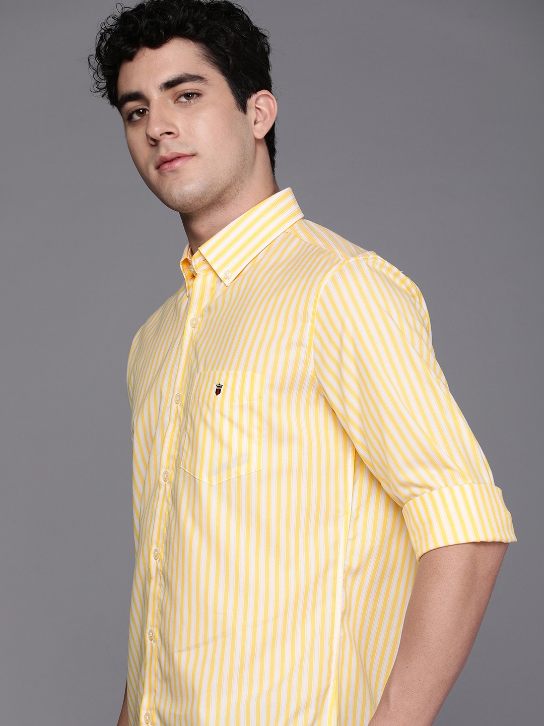 

Louis Philippe Sport Pure Cotton Slim Fit Opaque Striped Casual Shirt, Yellow