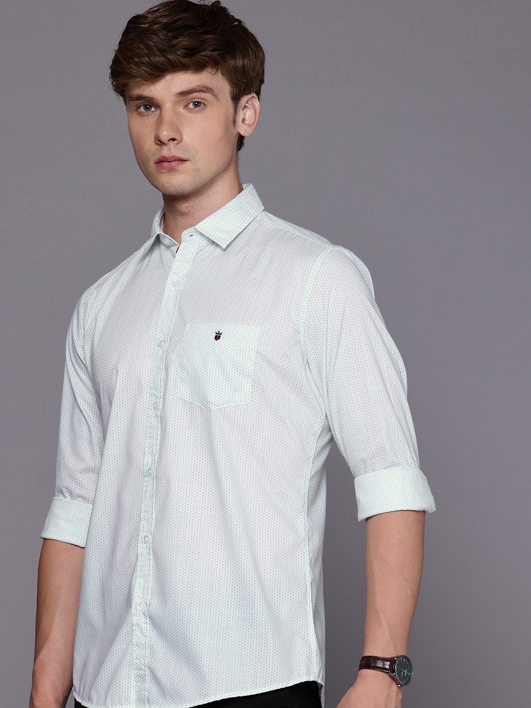 

Louis Philippe Sport Pure Cotton Slim Fit Opaque Printed Casual Shirt, Off white