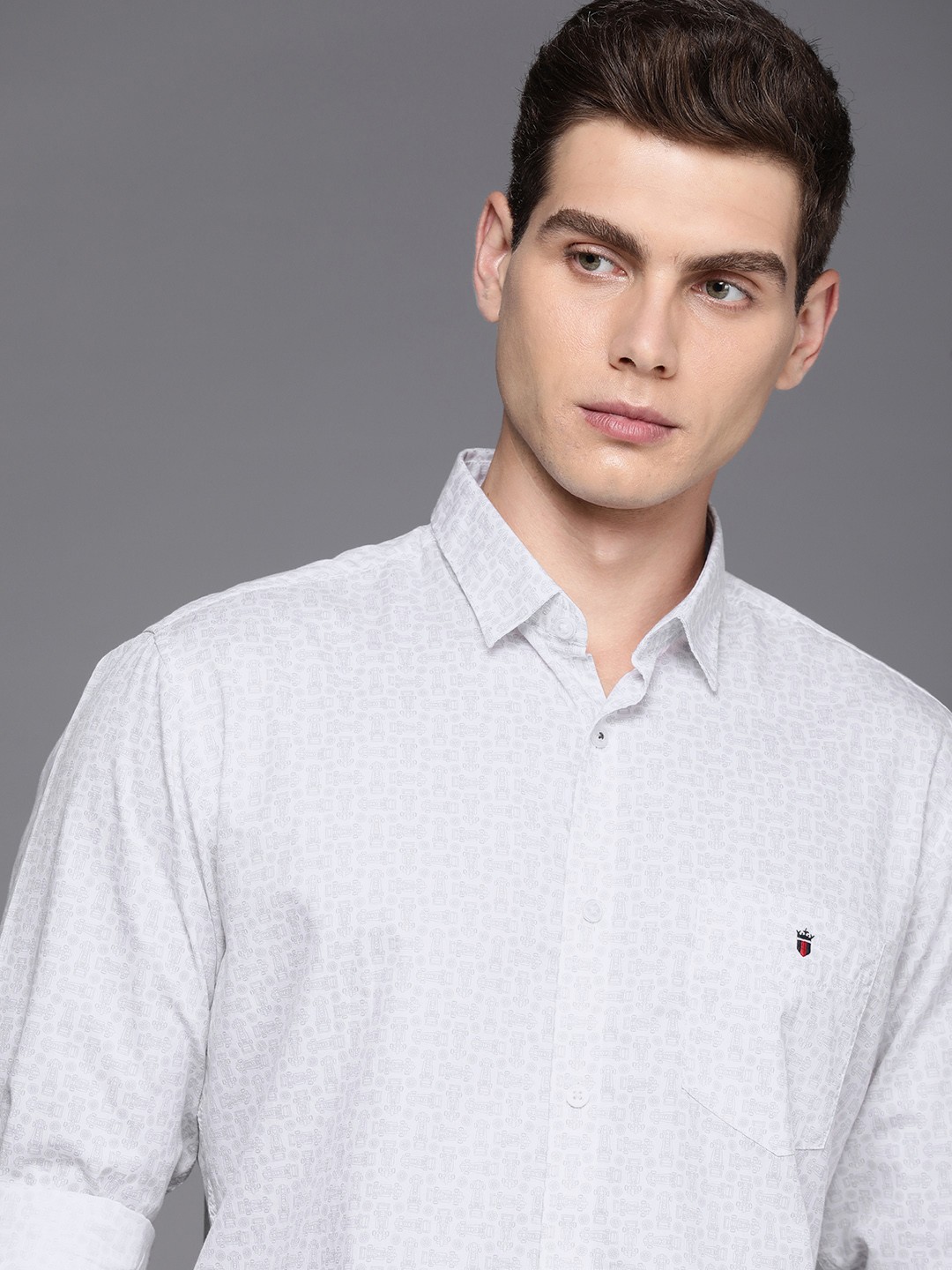 

Louis Philippe Sport Pure Cotton Slim Fit Conversational Printed Casual Shirt, White