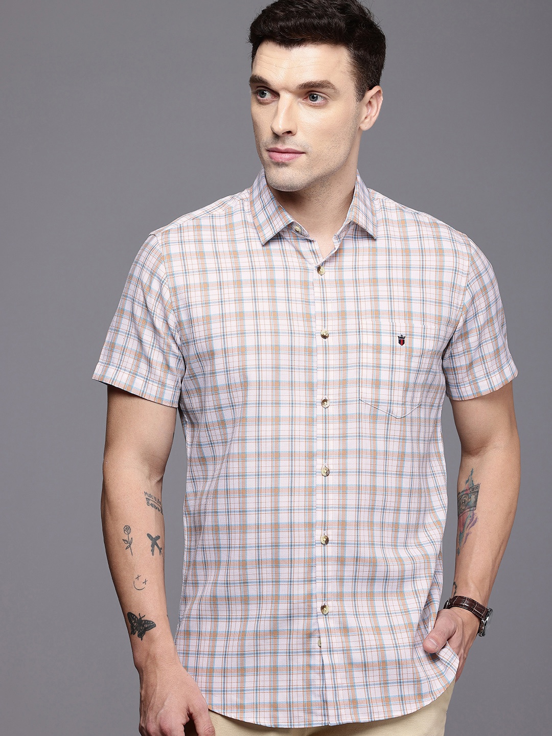 

Louis Philippe Sport Slim Fit Self Checked Pure Cotton Casual Shirt, White