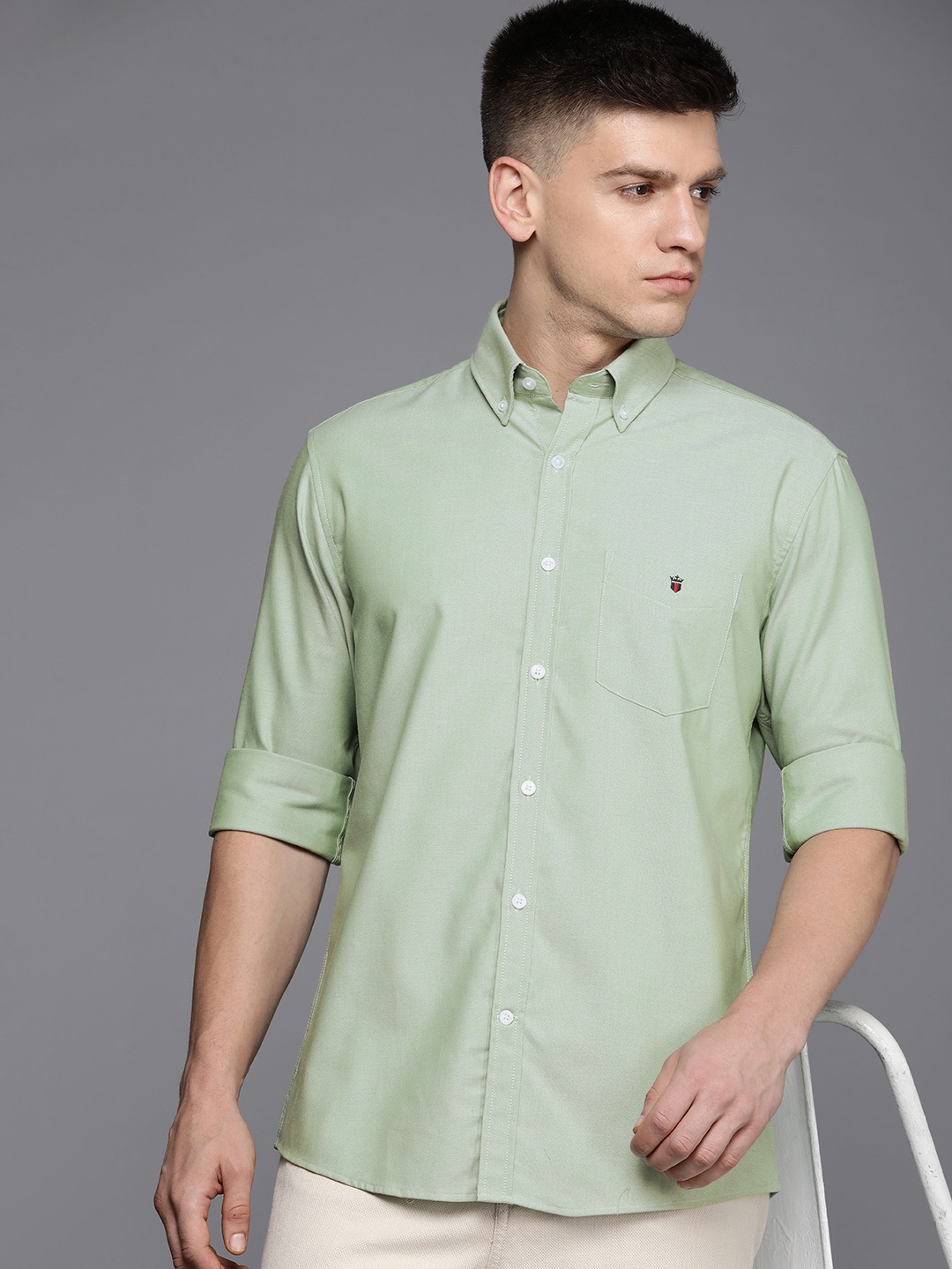 

Louis Philippe Sport Solid Slim Fit Pure Cotton Casual Shirt, Green