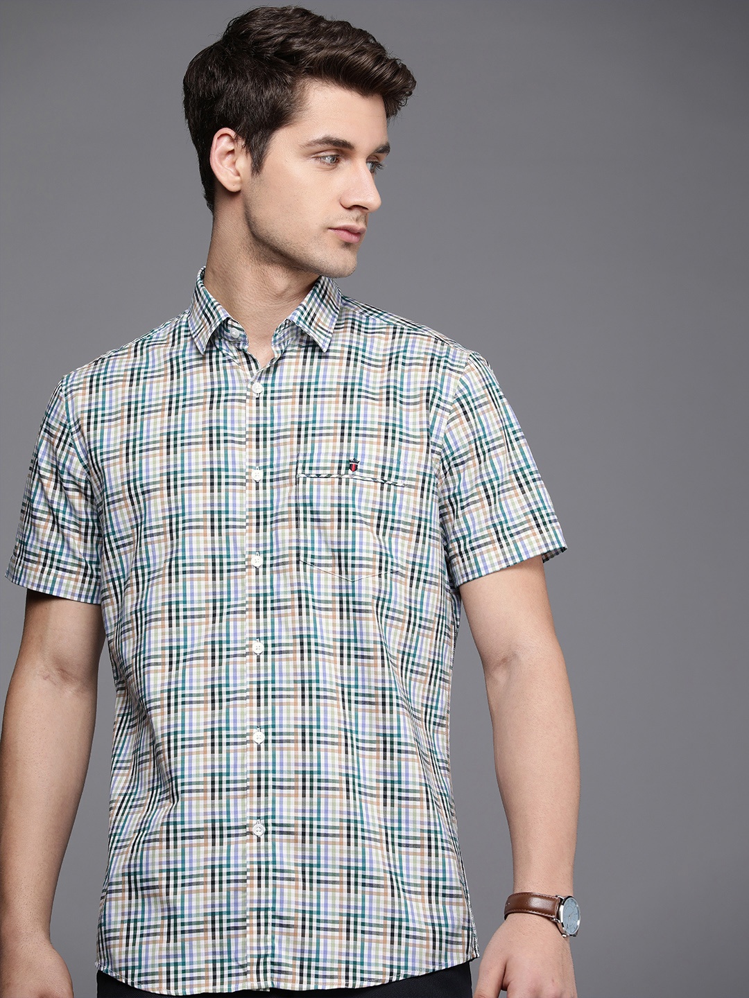 

Louis Philippe Sport Pure Cotton Slim Fit Opaque Checked Casual Shirt, Multi