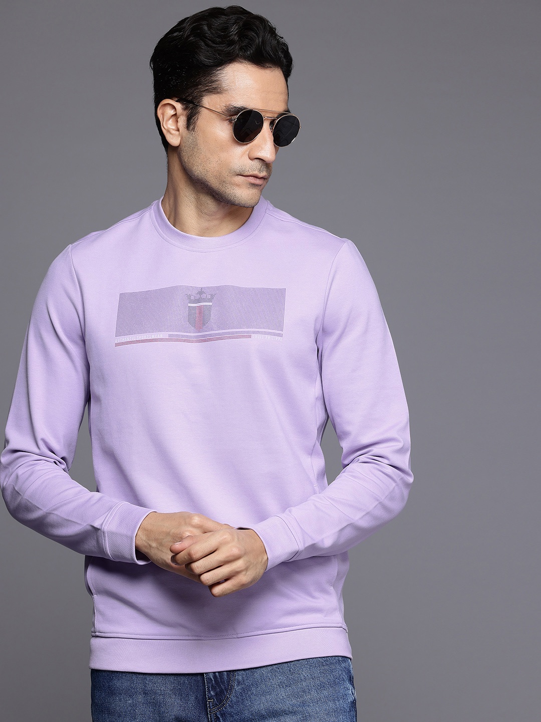 

Louis Philippe Sport Men Printed Sweatshirt, Lavender