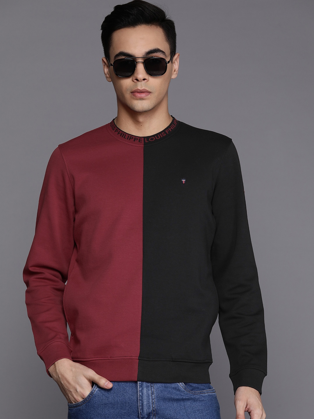 

Louis Philippe Sport Colourblocked Sweatshirt, Maroon