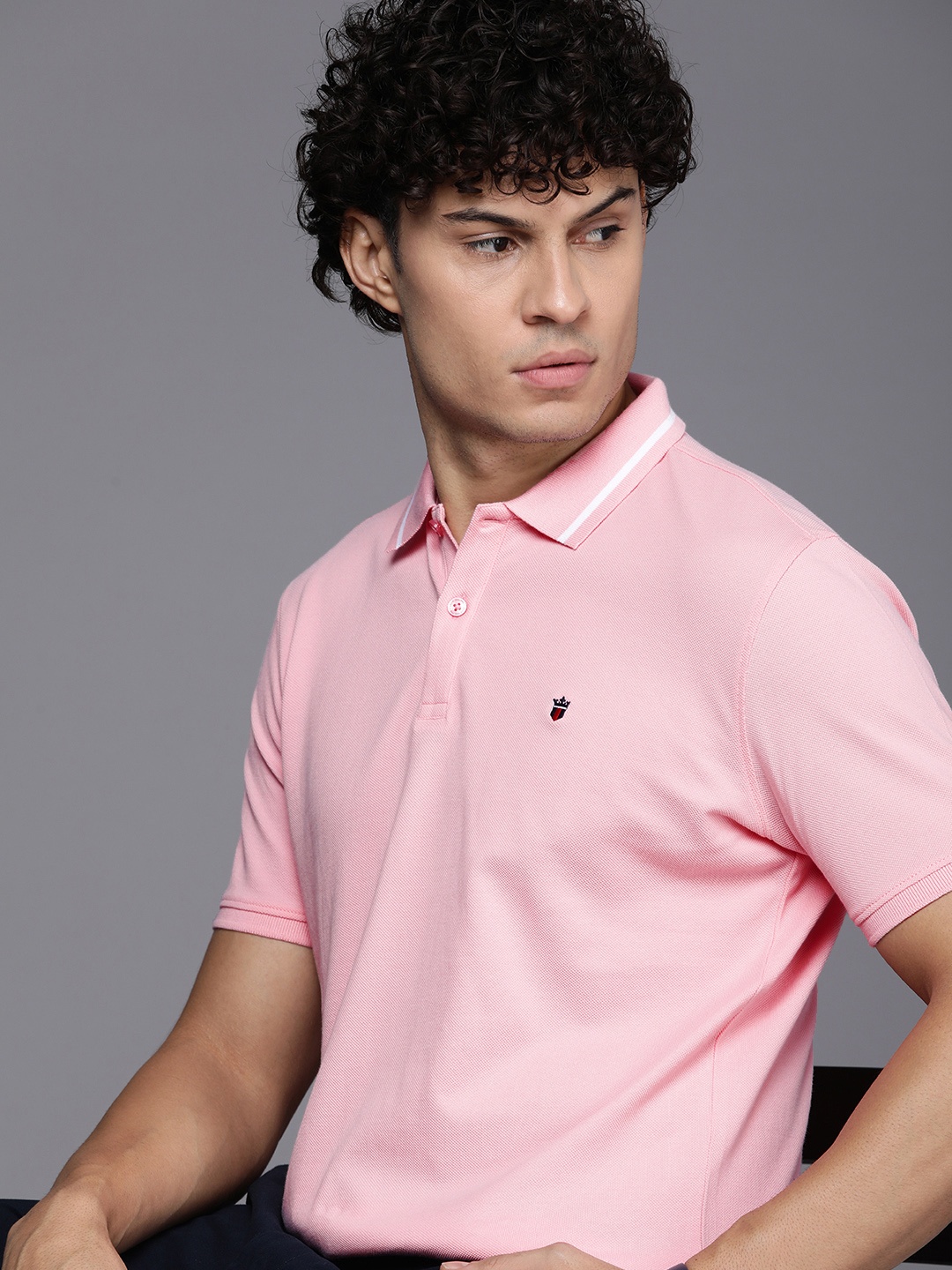 

Louis Philippe Sport Pure Cotton Polo Collar Slim Fit Casual T-shirt, Pink