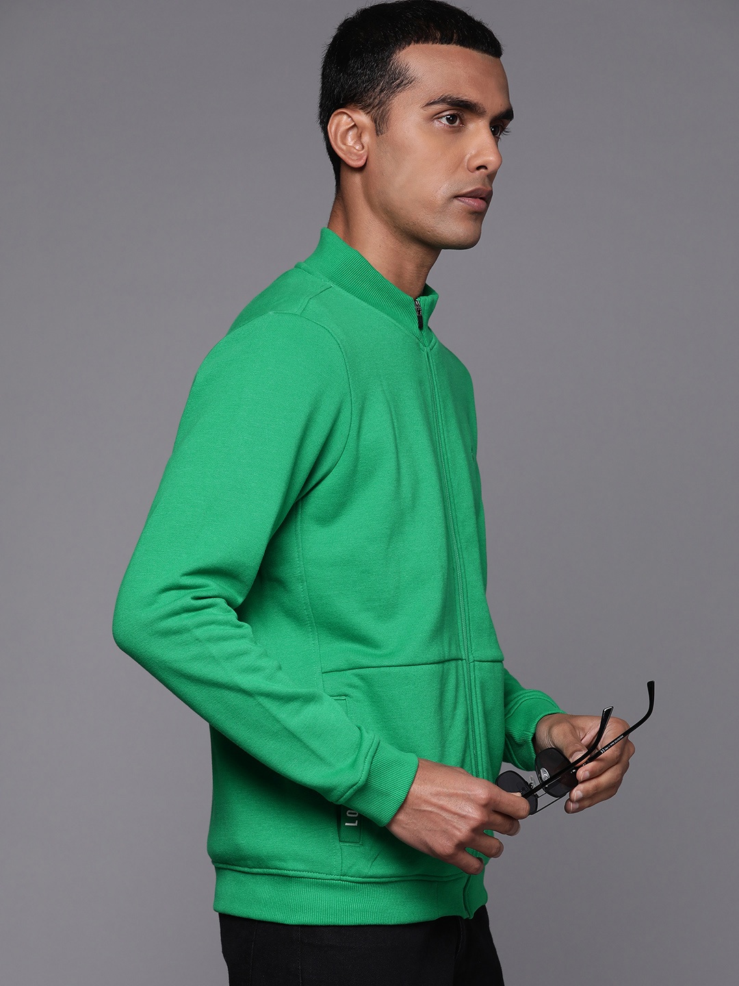 

Louis Philippe Sport Mock Collar Front-Open Sweatshirt, Green