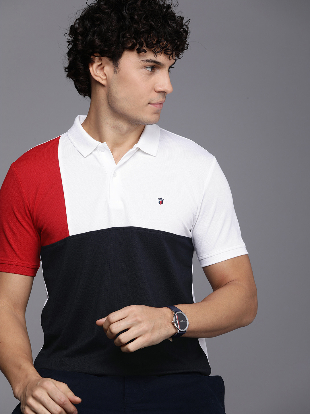 

Louis Philippe Sport Colourblocked Polo Collar Slim Fit T-shirt, White