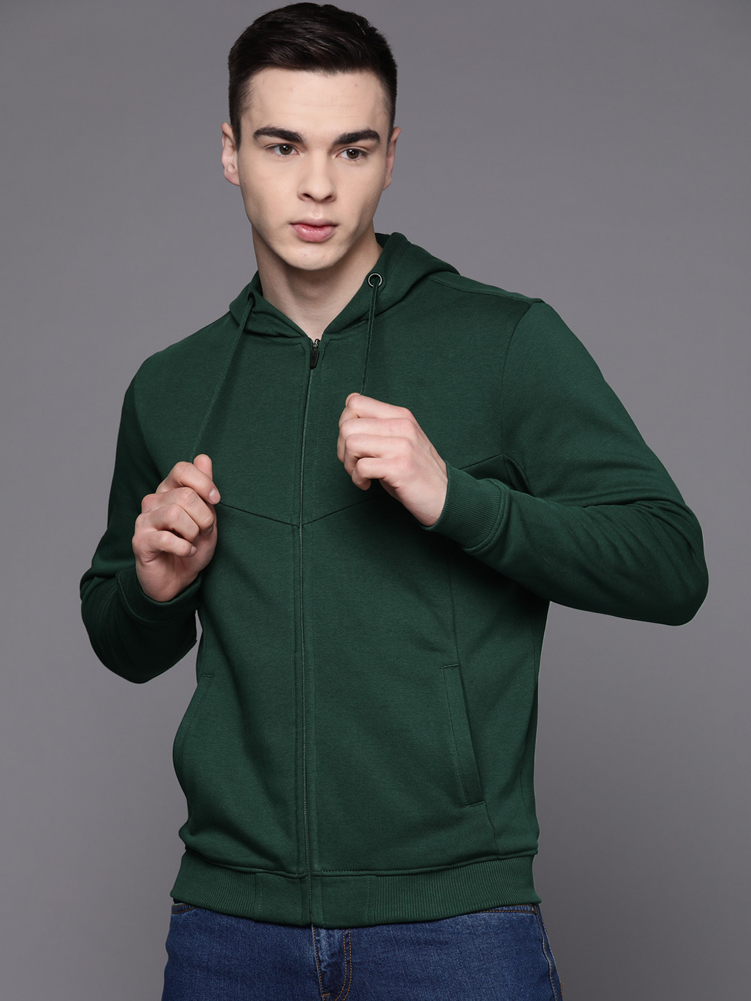 

Louis Philippe Sport Hooded Front-Open Sweatshirt, Green