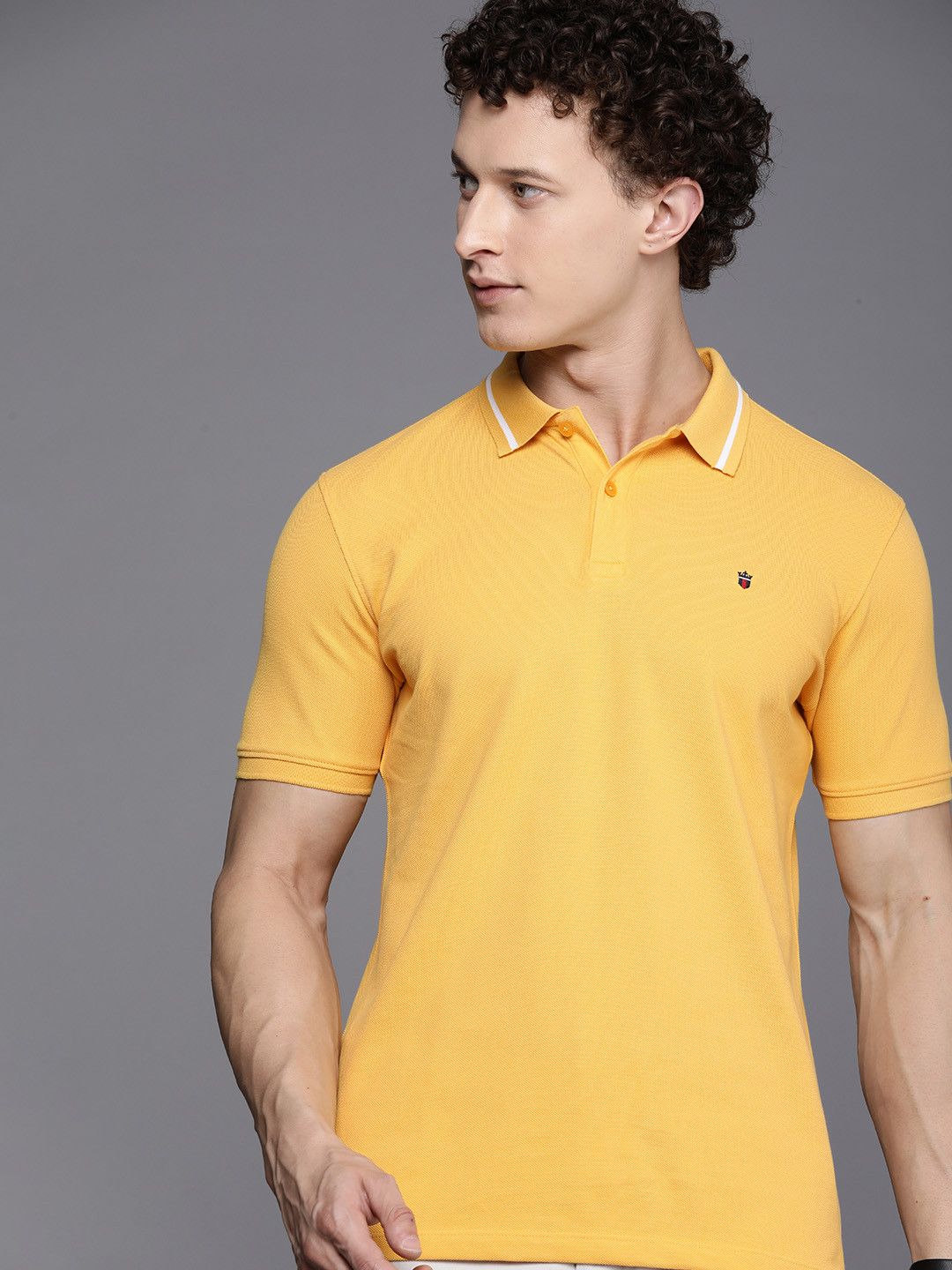 

Louis Philippe Sport Polo Collar Pure Cotton Slim Fit T-shirt, Yellow