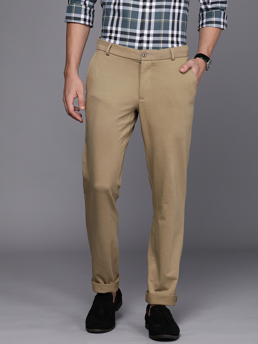 

Louis Philippe Sport Men Slim Fit Smart Casual Trousers, Khaki