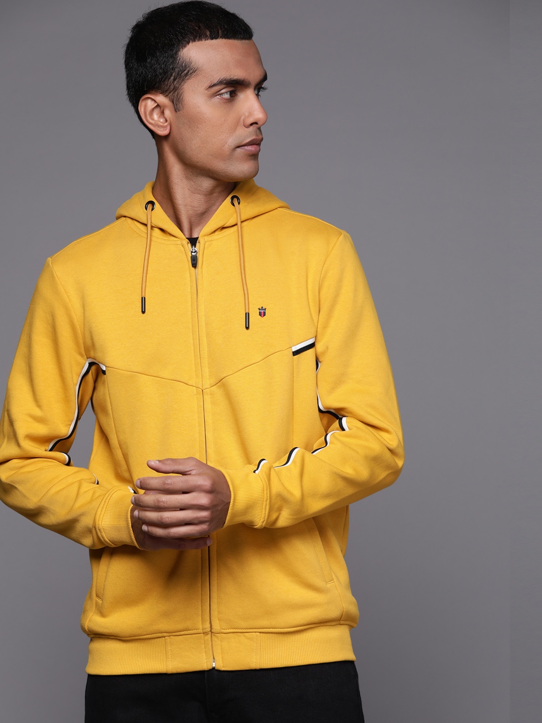 

Louis Philippe Sport Hooded Front-Open Sweatshirt, Mustard
