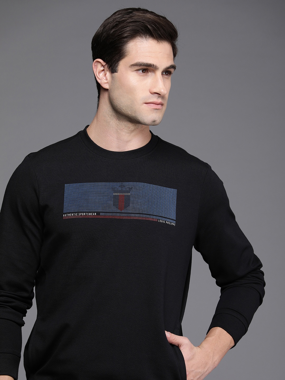 

Louis Philippe Sport Men Printed Sweatshirt, Black