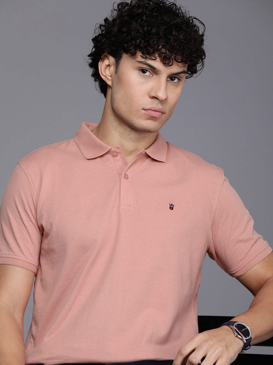 

Louis Philippe Sport Solid Polo Collar Slim Fit T-shirt, Peach