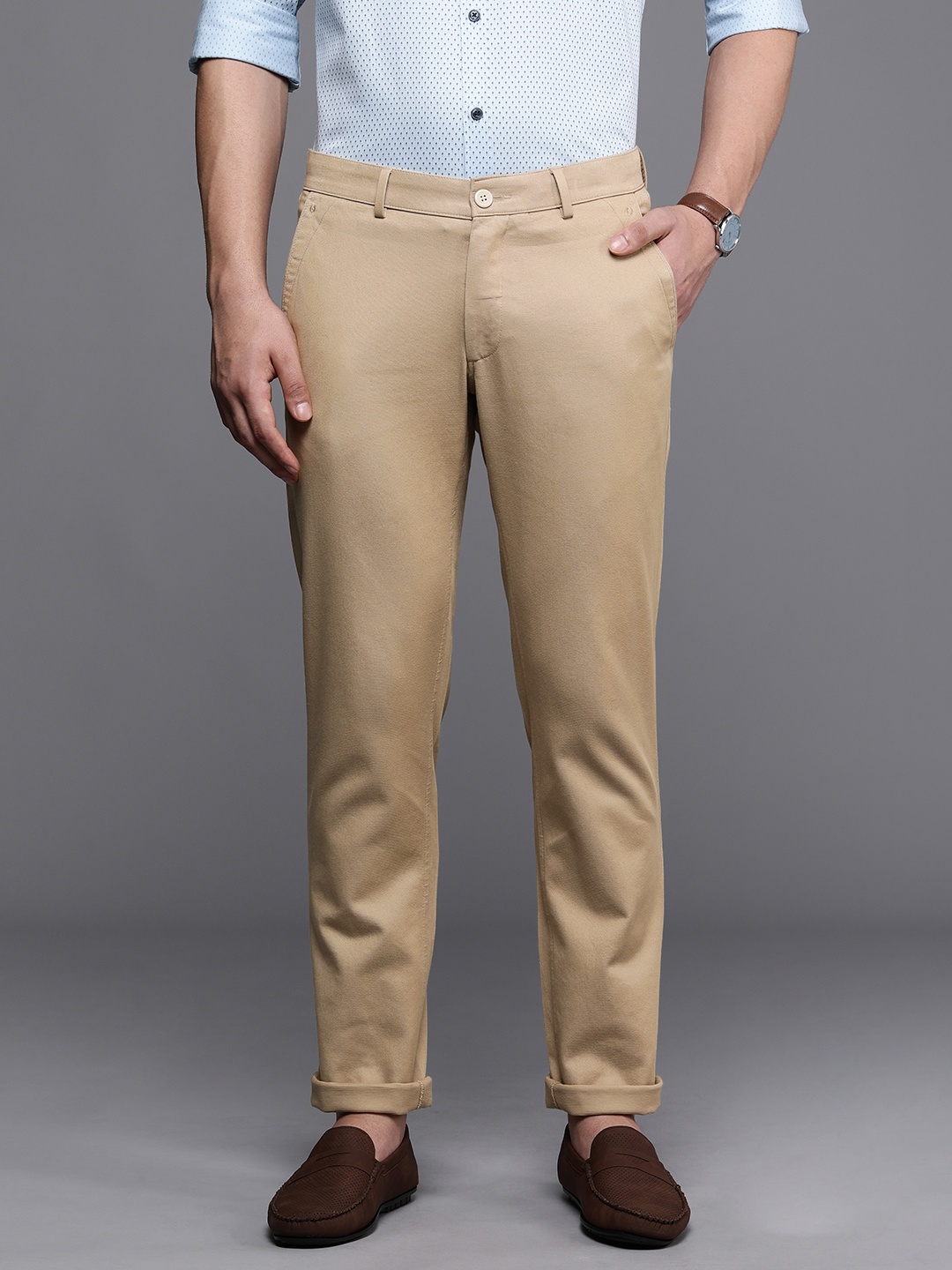 

Louis Philippe Sport Men Textured Slim Fit Mid-Rise Chinos, Khaki