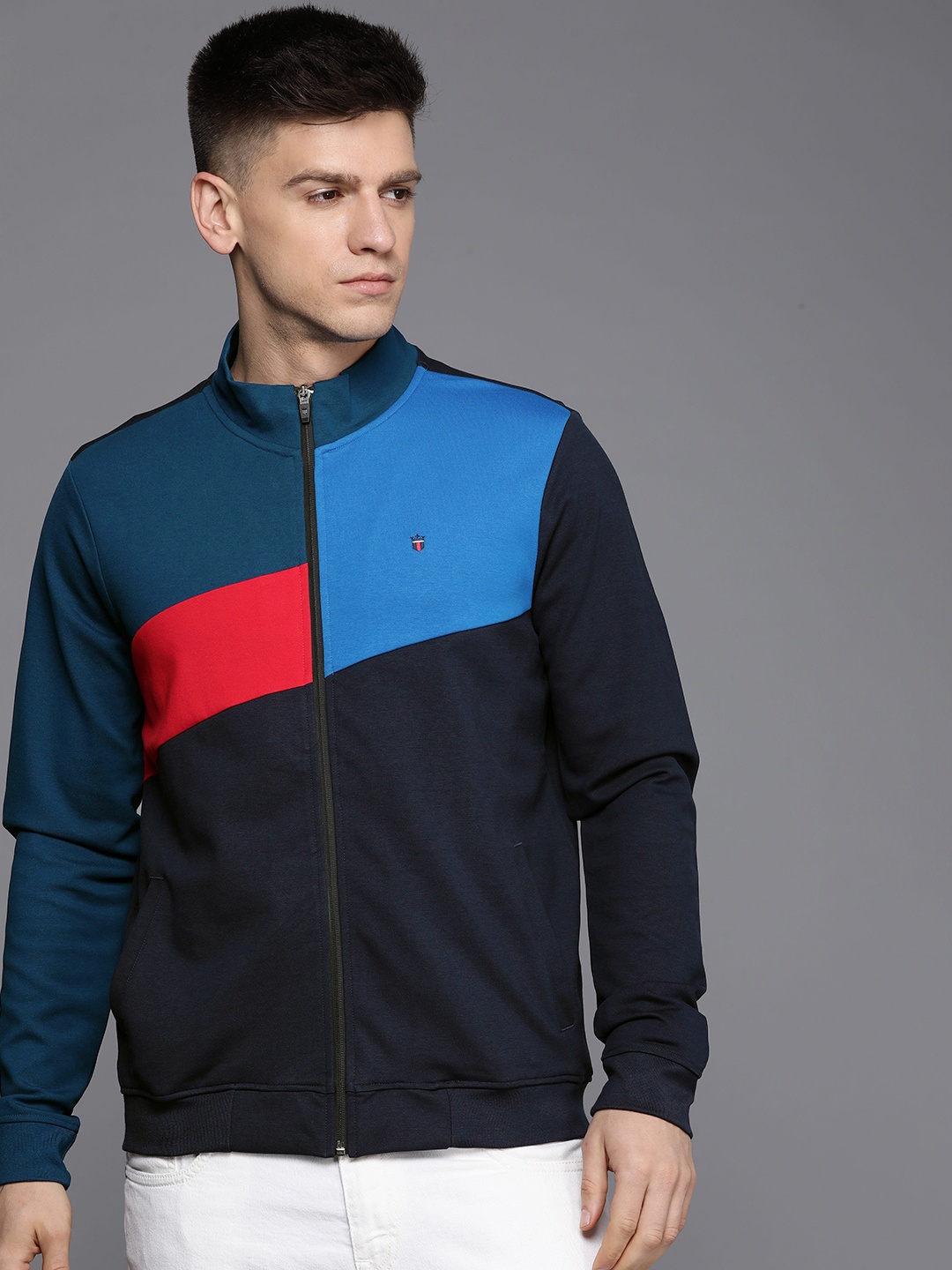 

Louis Philippe Sport Men Colourblocked Sweatshirt, Blue