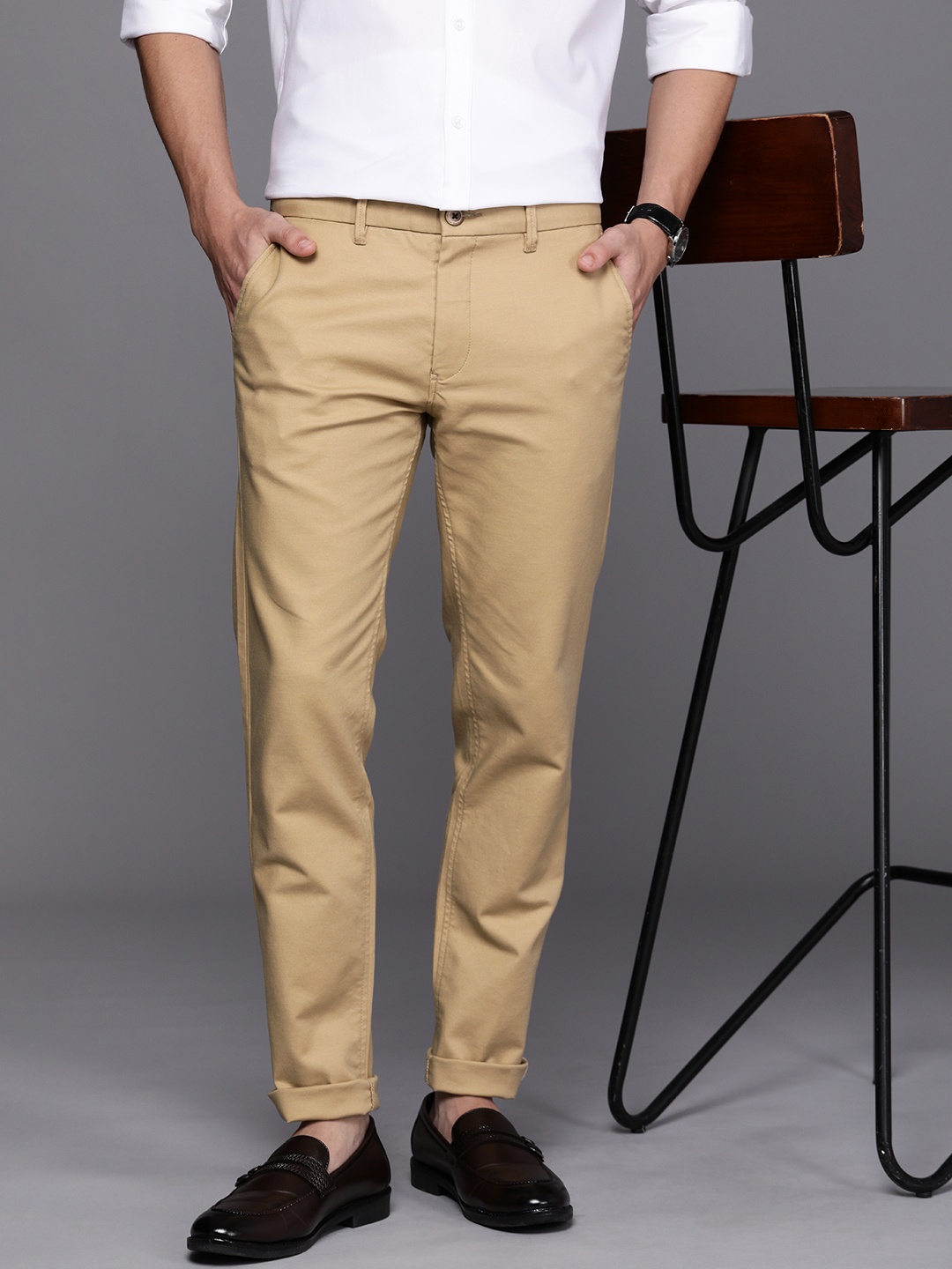 

Louis Philippe Sport Men Mid-Rise Smart Semiformal Trousers, Khaki