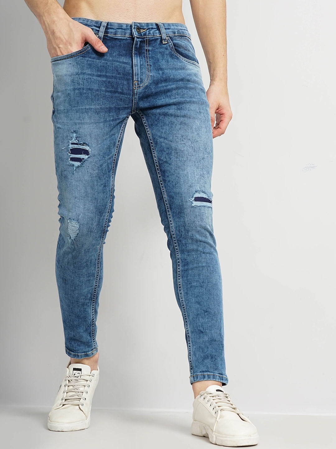

Celio Men Jean Slim Fit Light Fade Clean Look Stretchable Cotton Jeans, Blue