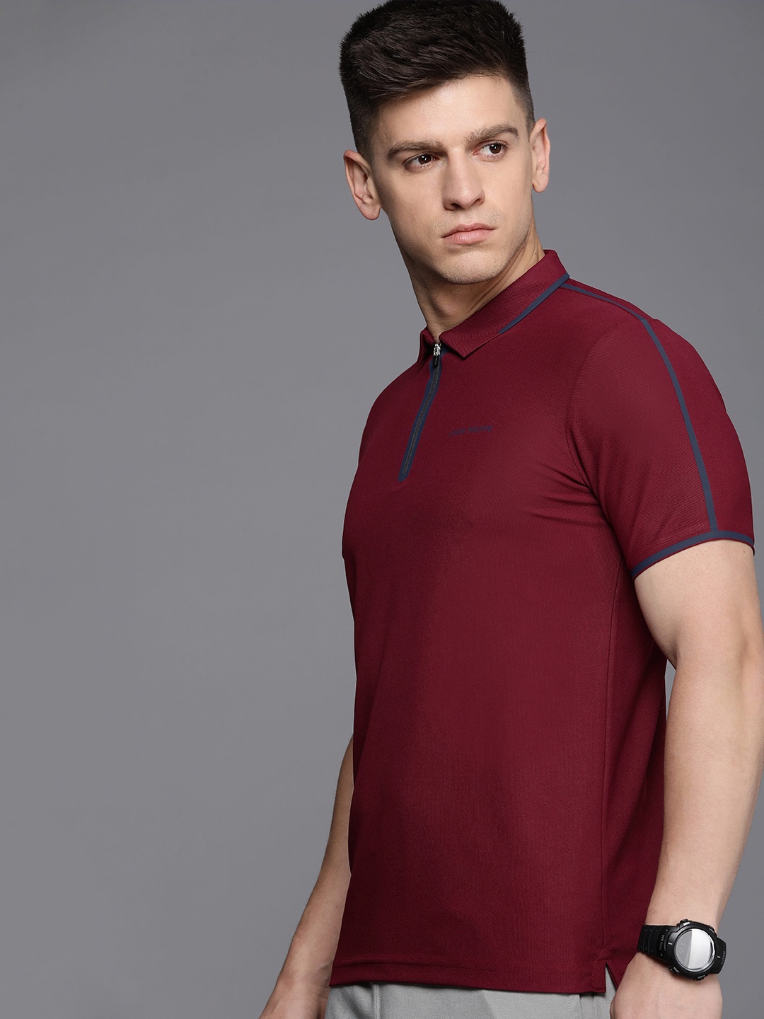 

Louis Philippe ATHPLAY Men Polo Collar T-shirt, Maroon