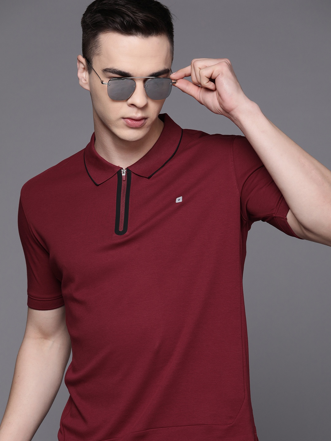 

Louis Philippe ATHPLAY Polo Collar Pure Cotton T-shirt, Maroon