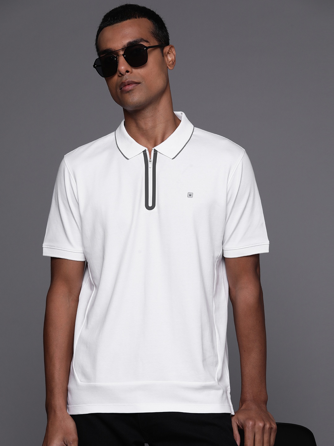 

Louis Philippe ATHPLAY Polo Collar Pure Cotton T-shirt, White