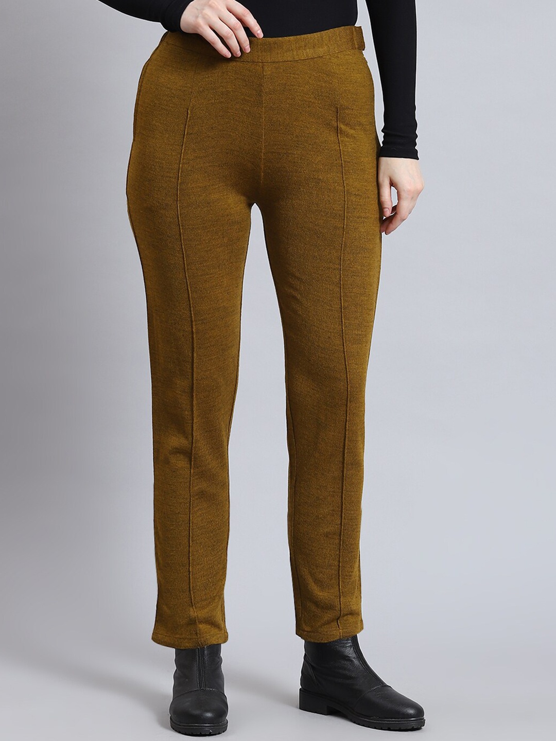 

Monte Carlo Women Regular Fit Mid Rise Trousers, Mustard