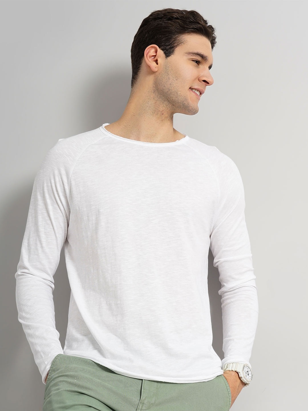 

Celio Round Neck Long Sleeves Cotton T-shirt, White