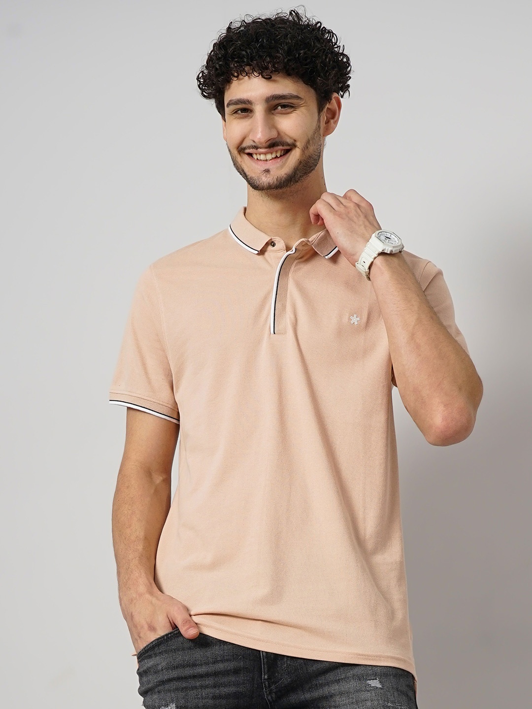 

Celio Polo Collar Cotton T-shirt, Peach