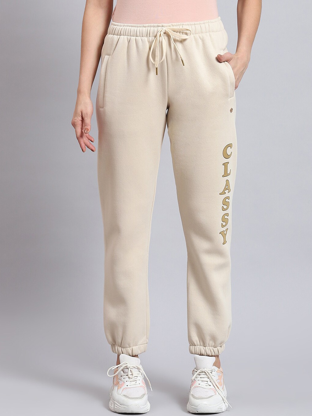 

Monte Carlo Women Typography Printed Joggers, Beige