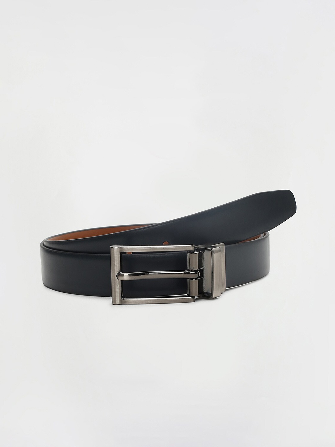 

max Men Leather Formal Belt, Navy blue