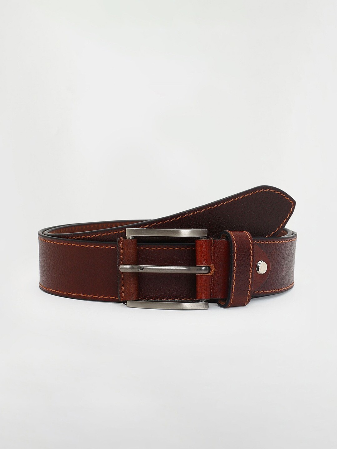 

max Men Textured Leather Formal Belt, Brown