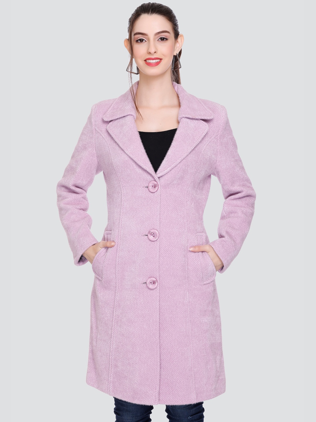 

Winter Wonders Acrylic Single-Breasted Longline Overcoat, Lavender