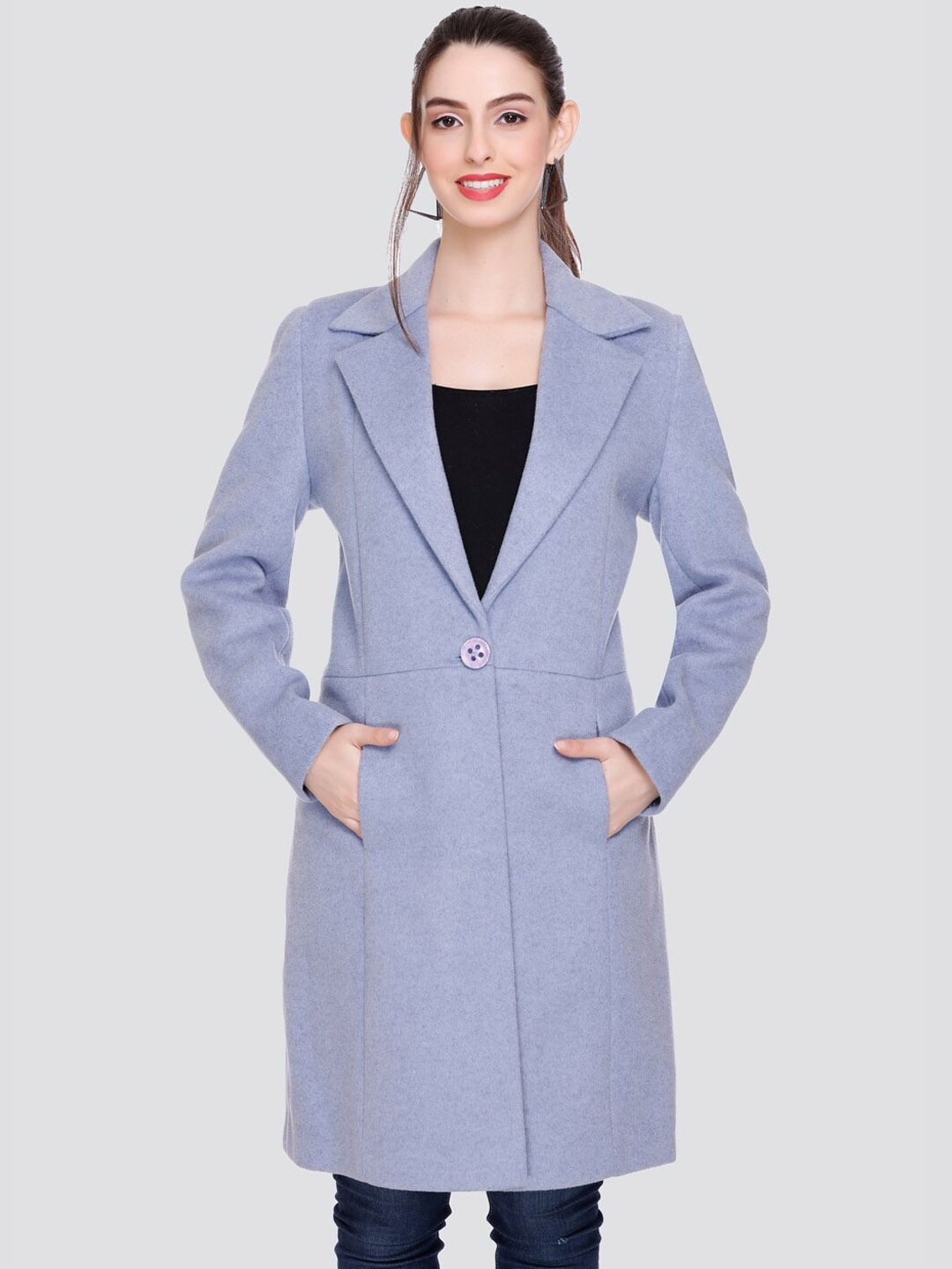 

Winter Wonders Acrylic Single-Breasted Longline Overcoat, Grey
