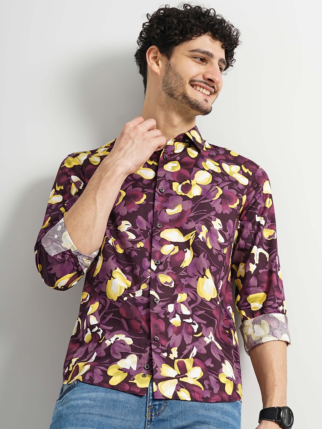 

Celio Classic Floral Printed Casual Shirt, Burgundy