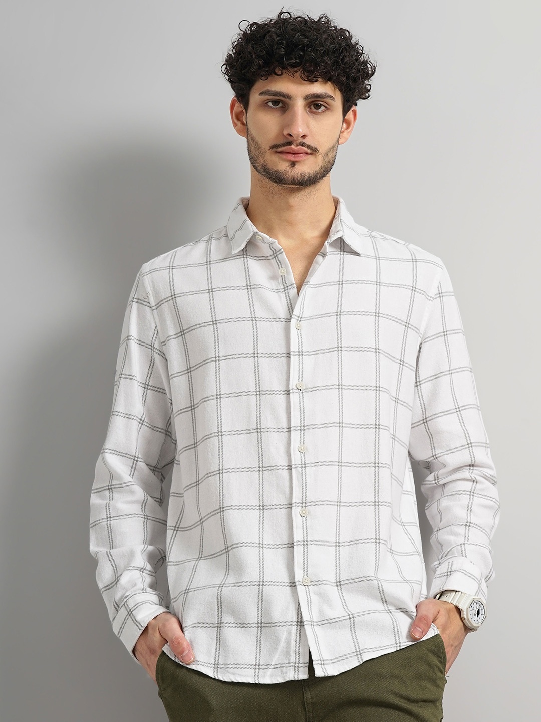 

Celio Classic Checked Cotton Casual Shirt, White