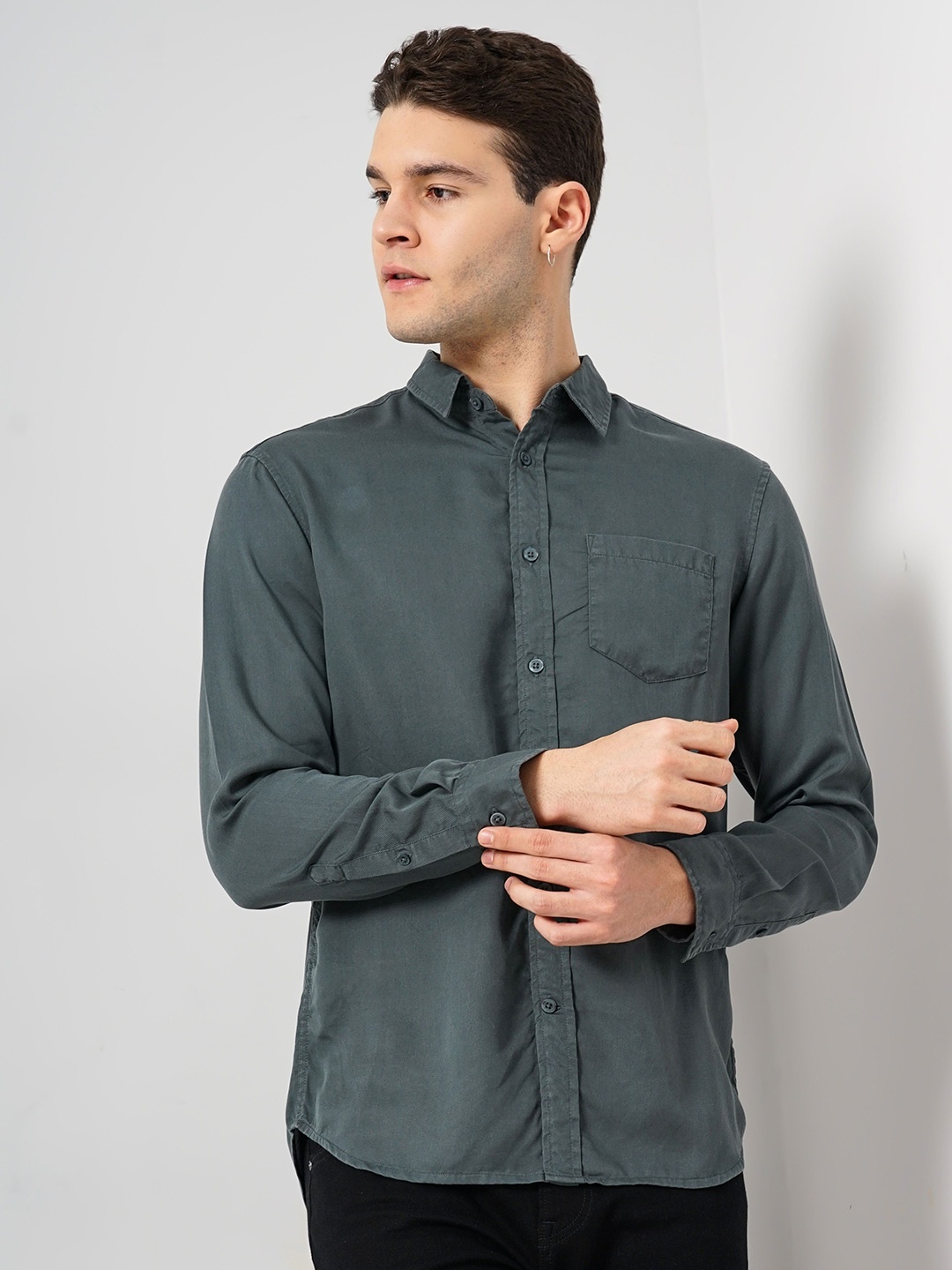 

Celio Classic Spread Collar Casual Shirt, Grey