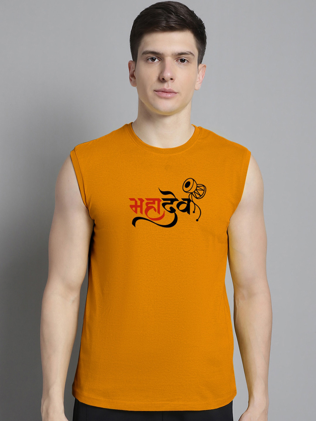 

Friskers Typography Printed Bio -Wash Pure Cotton Slim Fit T-Shirt, Mustard
