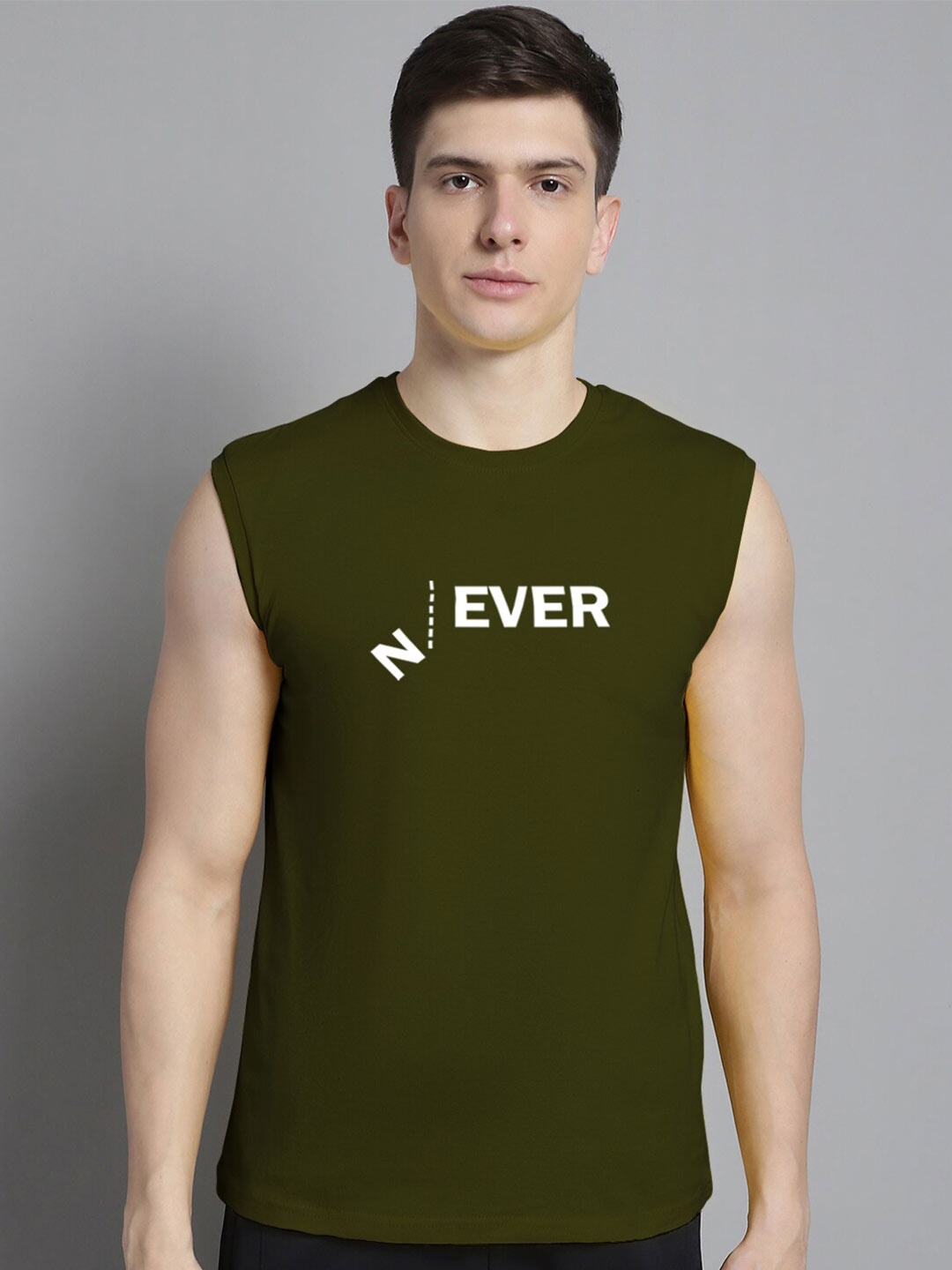 

Friskers Typography Printed Bio Wash Slim Fit Pure Cotton Casual T-shirt, Olive