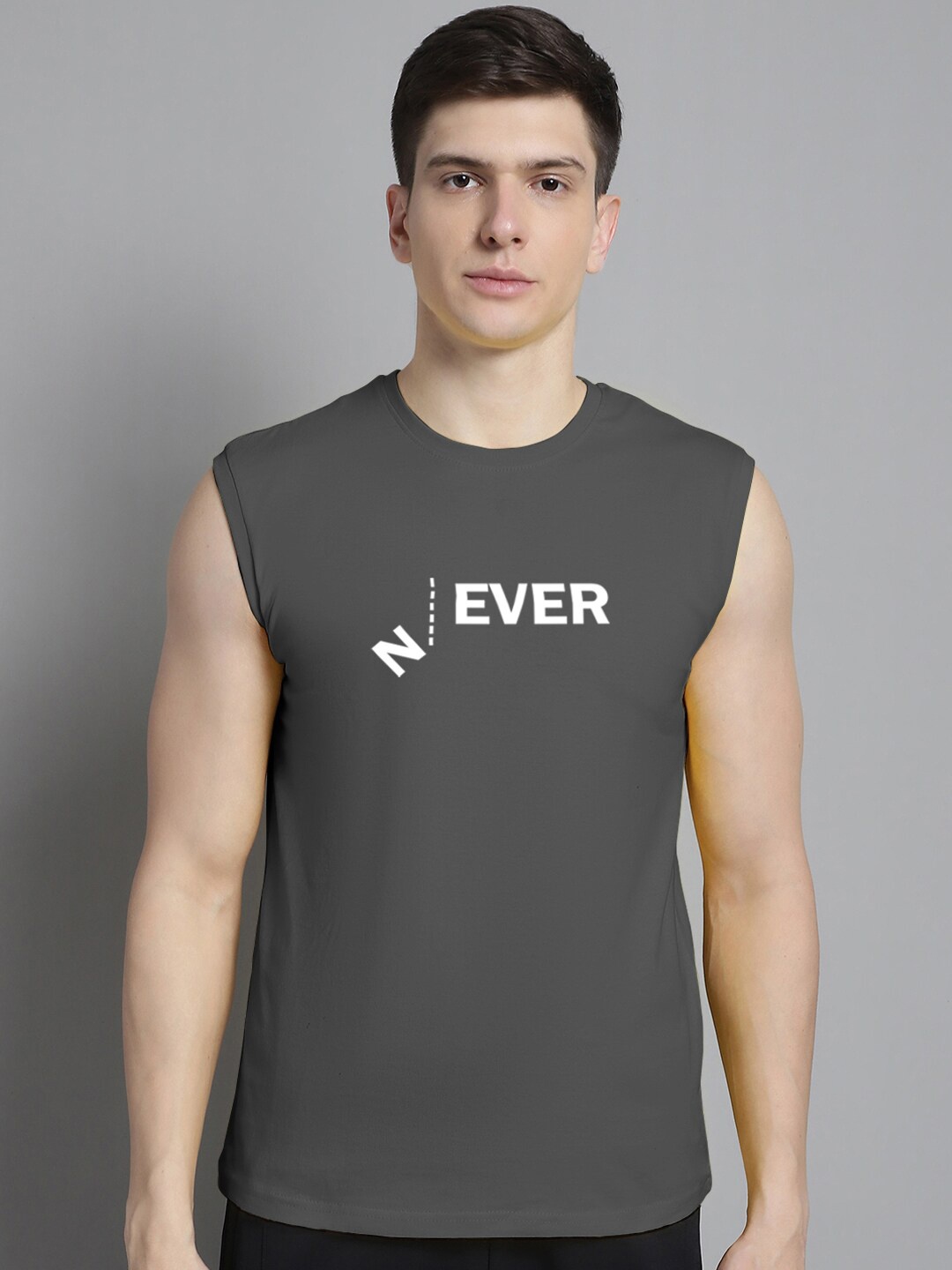 

Friskers Typography Printed Bio Wash Pure Cotton Slim Fit T-shirt, Grey