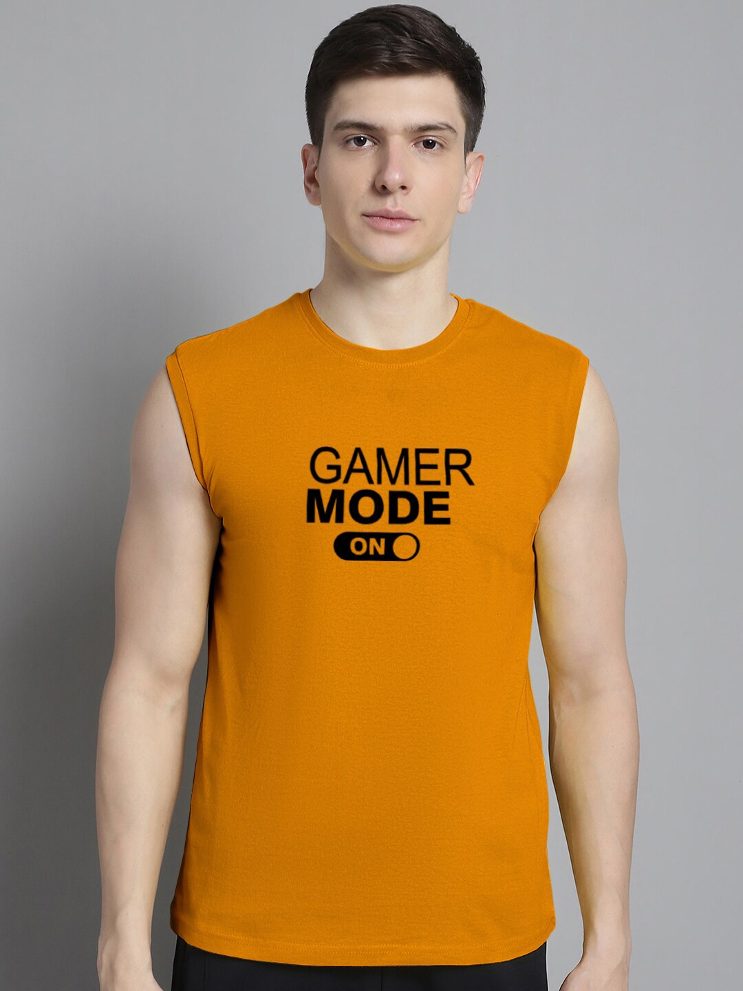 

Friskers Typography Printed Slim Fit Pure Cotton T-Shirt, Mustard