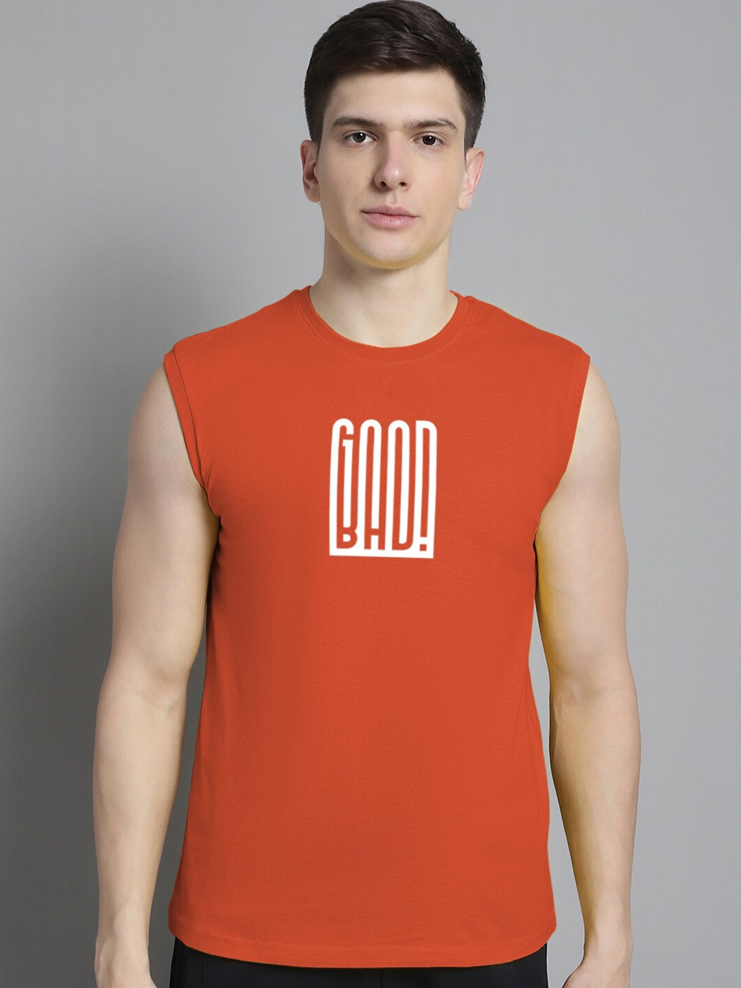 

Friskers Typography Printed Pure Cotton Skin Friendly Slim Fit T-shirt, Orange