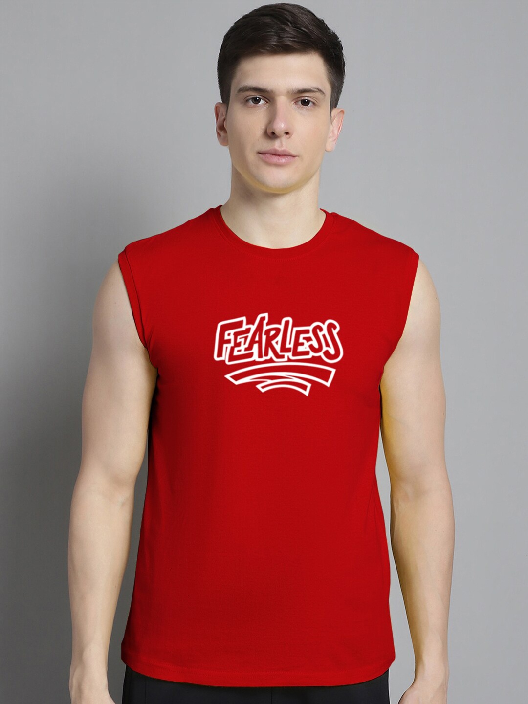 

Friskers Typography Printed Slim Fit Pure Cotton T-shirt, Red
