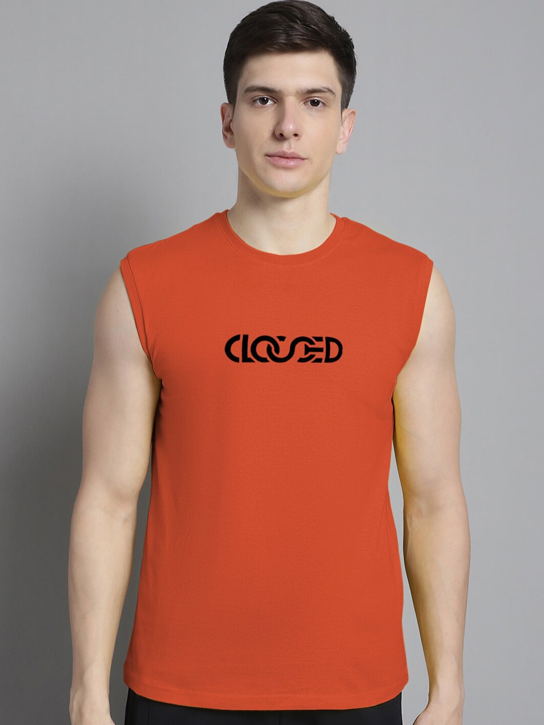 

Friskers Typography Printed Slim Fit Pure Cotton T-Shirt, Orange