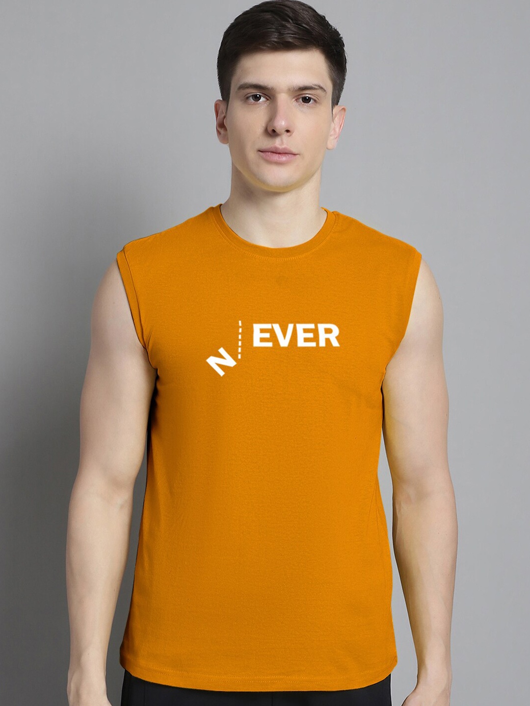 

Friskers Typography Printed Slim Fit Pure Cotton T-shirt, Mustard